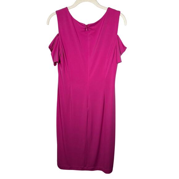 Calvin Klein Pink Cold Shoulder Square Neck Midi Dress Women's 10 - Picture 2 of 5